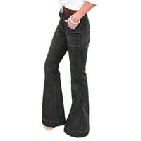 Yubatuo pantalone za žene modni casual srednje struk džep traperice pantalone putne pantalone ženske