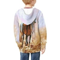Renewold Trgovinski konj grafički zipper hoodie Streetwear 6- T Boys casual casual crewneck dukserica Outerwear Jacke sa džepovima Atletska dnevna odjeća