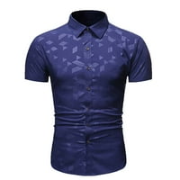 FESFESFES majica s kratkim rukavima za muškarce casual tipke Officed Business Slim Fit cvjetni ispis