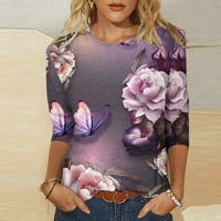 Yyeselk bluze za žene Business Casual rukavi okrugli vrat Tunic The Trendy Fancy Clorl Print Lable Fit
