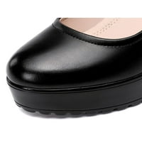 Eloshman žene visoke potpetice za gležnjeve pumpe kopče radne cipele casual lagana chunky platforma cipela mekana haljina pumpa crna 5