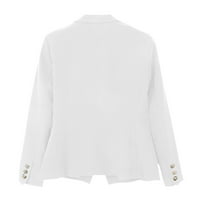 Cardigan za žene Ženska casual jakna s dugih rukava otvorena prednji tanki rever kaputi za jesen za žene bijele 5xl