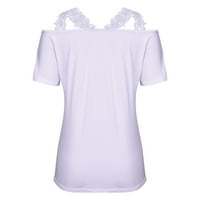 Ženski vrhovi čišćenje modnog ženskog ljeta V-izrez casual čipke patchwork solid caims bluzu