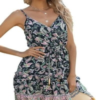 Sanviglor Dame Ljeto plaže Sunderss V izrez klizne haljine cvjetno print midi haljina Bohemian Holiday