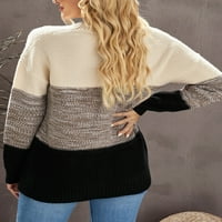 Asyoly Womens Block džemper s dugim rukavima Crewneck Redbed pleteno pulover Okrugli izrez skakači labave
