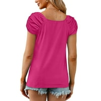 Stamzod Havajske majice za žene modni uzročni kvadratni vrat čvrste boje bluza Puff kratkih rukava majica