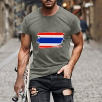 Binmer Muškarčna majica Okrugli izrez Popularno 3D digitalna zastava Štampanje pulover Fitness Sportske