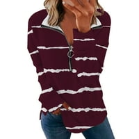 FIMKAUL ženske dukseve zimske jeseni dugih rukava casual vrhovi ispisani modni džemperi sa zatvaračem