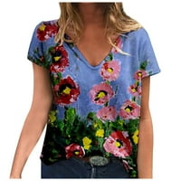 Ženski vrhovi ženske modne casual plus veličine Scenic Cvijeće Štampanje okruglih vrata T-majice