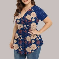 Darzheoy Fashion Womens Plus size Izrez Asimetrični čipka majica kratkih rukava V-izrez na prodaju