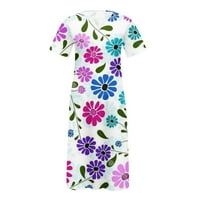 Dyegold sandresses za ženska Ležerna plaža - Maxi Holiday Haljine za ženske V izrez kratki rukav cvjetni