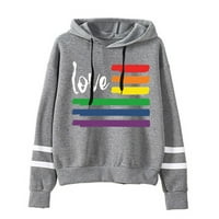 Duge Rainbowprinted pulover 'linije za žene Dvije vrhove rukava s kapuljačom modne škare