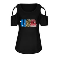 Dan neovisnosti s vrhova ramena za žene patriotske majice za žene o vratu kratkih rukava za hladne rame