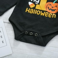 Wisrempt Baby Girl Halloween Odeća za odjeću s dugim rukavima vrhovi pantalone za bljeskalice od bundeve s pantalonom za glavu