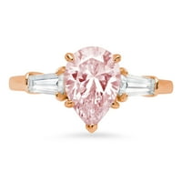 2.3ct kruška ružičasta simulirana dijamant 18k 18K ruža zlatna godišnjica angažmana kamena prstena veličine