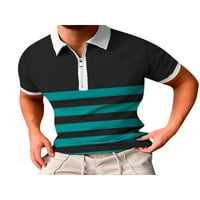 Caitzr Men Casual vrhovi, Stripe s kratkim rukavima za patchwork Slim Fit patipper polo majica