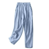 Duge hlače za čišćenje ženske čvrste pamučne labave džepne hlače široke pantalone za noge