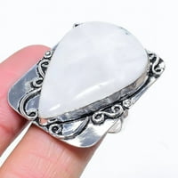 Rainbow Moonstone Gemstone Handmade Sterling srebrni poklon nakit veličine 7