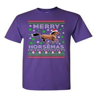 Sretne konje za konje vožnje ružnim božićnim duhovitim majicama za odrasle majica