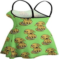 Mnogi štene na zelenoj ženi mini haljina bez rukava SLING plaža Swinderss Print