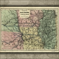 24 X36 Galerija poster, Mapa mostu Missouri River u St. Joseph 1872