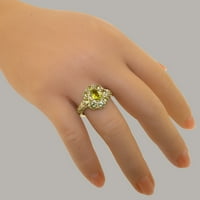 Britanci napravio je 10k ružični zlatni prsten s prirodnim peridot ženskim prstenom - veličine opcija - veličine 11