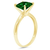 3CT Princess Cut dragocjena dragulje zelena simulirana emerald pravi 18k žuto zlato robotski laserski