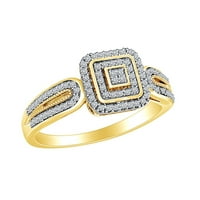0. CTW okrugli rez prirodni bijeli dijamantski halo Angažman vjenčani prsten 10k čvrsto žuto zlato