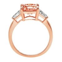 3.5ct Asscher Cred Simulirani dijamant 14K ružičasto zlato Angažovanje kamena prstena veličine 4