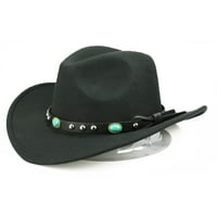 Opvise Jazz Cap Wide Brim Cowboy Style Rivet Roll up Solid Color Fedora Hat Obucite dodatnu opremu