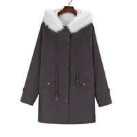 Pxiakgy zimski kaputi za žene zadebljani kaput zadebljane plus veličine topla trendi zimski obložen duksev snježni kaput jakna sa bočnim džepovima siva + m