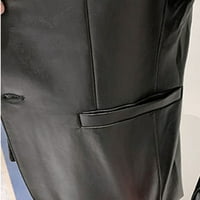 Fesfesfes muns blazeer Outerwear Nova muška blejorna odjeća od pune boje kožna jakna One gumb Velika