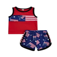 Bagilaanoe 4. jula Toddler Baby Boys Outfits American zastave Vest bez rukava Stripe Shorts Neovisnosti