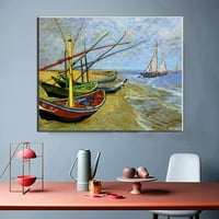 Posteri i printoni Sažetak Zidna umjetnost Estetski slikarski ribolovni brodovi na plaži Platno umjetničko