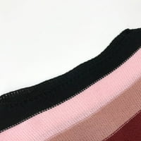 Ženski džemper-prugasti dugi rukav pulover ramena izrez za posade seksi tanka pletena vrhova Leisure