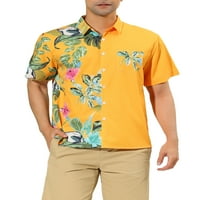 Lars Amadeus Muške ljetne košulje kratkih rukava dolje cvjetna patchwork majica