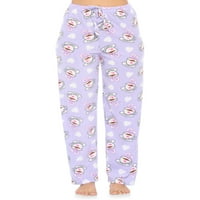Ležerne prilivne noći Ženski dres pletene dugih rukava i mircro fleece donji set pidžama - ljubičasta latte