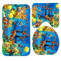 Plavi ocean Tropska riba koraljnu podmorni svjetski prostirke kupaonice set za kupac za kupanje kontura