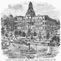 New York: Chautauqua. Nthe Hotel Athenaeum, na Hautauqua Lake, New York. Crtanje 1881. Print poster