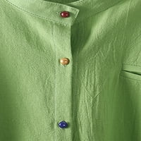 Prednjeg swalk-a košulje Henley vrat na vrhu bluza s dugim rukavima Elegantna gumba košulje tunike dolje