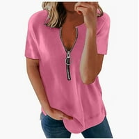 Dugme dolje košulje za vučne tipke V-izrez Tipke sa zatvaračem Bijele žene Bluze ispod $ Clearence Pink