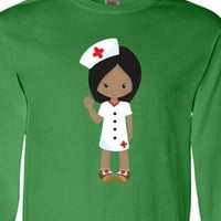 Inktastična afrička američka djevojka, slatka djevojka, medicinska sestra, majica s dugim rukavima
