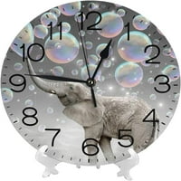 Domaći dekor smiješni slon sa mjehurići sivi okrugli zidni sat akrilni tihi nekriženi ukrasni satovi