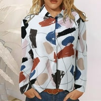 Ženska modna print casual majica s gumbom Ovratnik dugih rukava majica s dugim rukavima