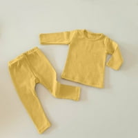 Toddler Boys Outfit setovi za djecu za djecu Dječji dječaci Jesen čvrste pamučne duge rukave duge hlače