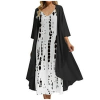 Ženske haljine Maxi rukava Ležerne prilike, Ljetna haljina s V-izrezom crna 3xl