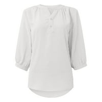 Knosfe casual ljetne bluze za žene čišćenje V izrez labav motor za žene za žene trendi šifon dugme dole
