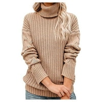 Žene Turtleneck Trendy Pleted Solid Color Visoke ovratnike Dugih rukava Utičnica Comfy džemper Ležerne vrhove