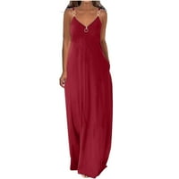 Clearsance Maxi haljina za žene Ležerne prilike bez rukava Boho Solid Color Color Colore Plain dugačka