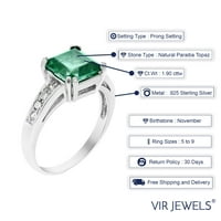 1. CTTW Green Topaz prsten. Sterling srebrna sa rudijskim princezom Veličina u obliku žene za odrasle